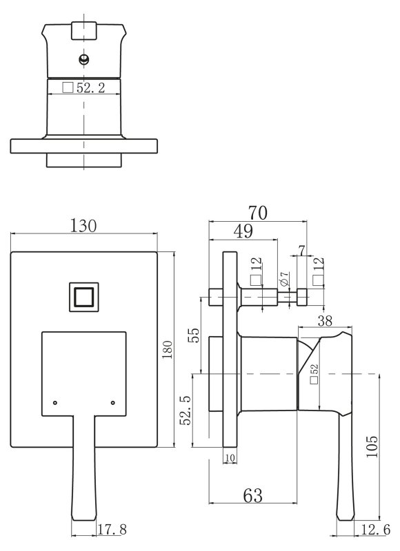 Встраиваемый смеситель для ванны и душа с переключателем MILLE MIL-BASM-CRM BELBAGNO  - Вид №1