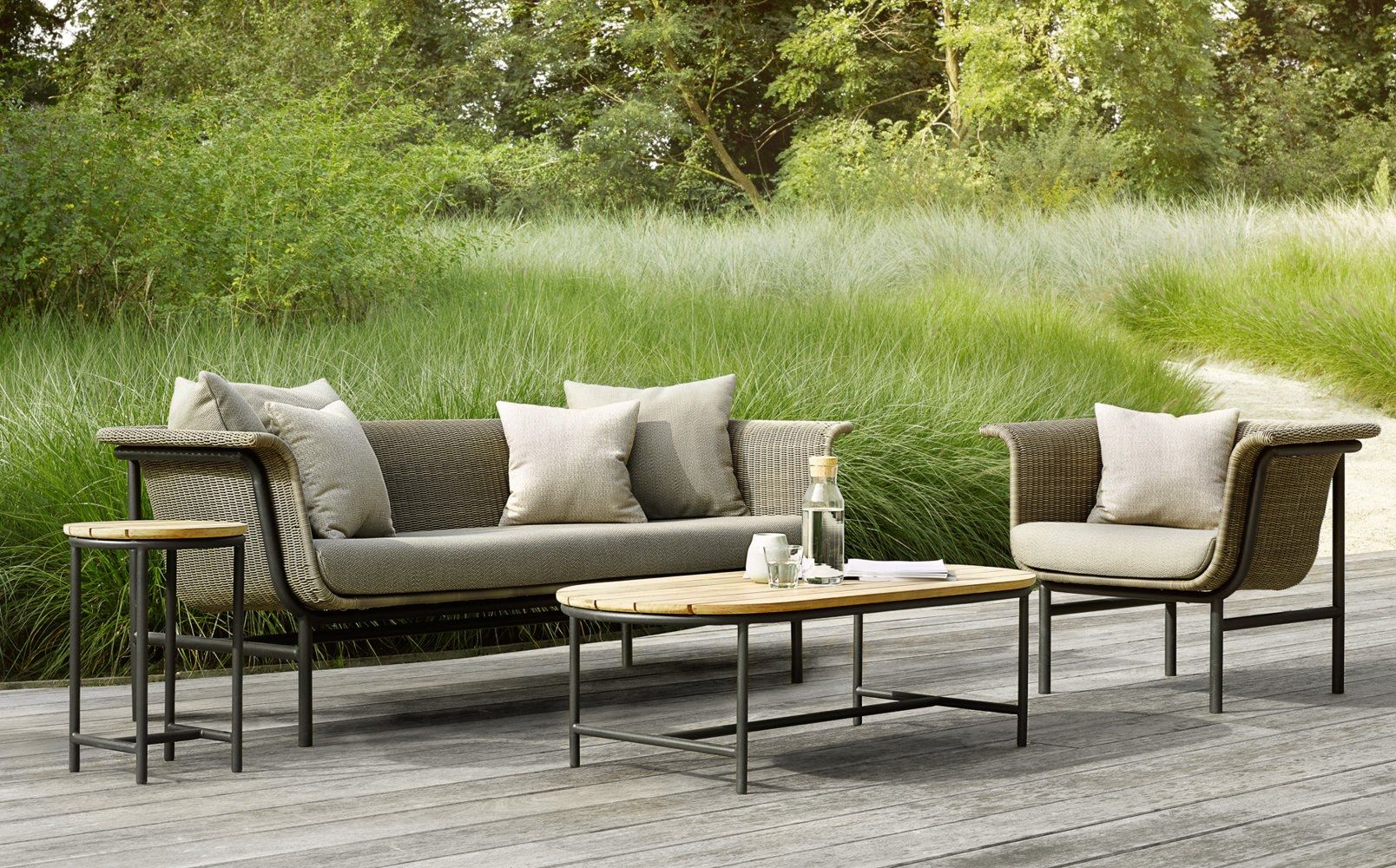 Алюминиевый и деревянный овальный низкий садовый столик Vincent sheppard Wicked ARCH-00102242 - Вид №2