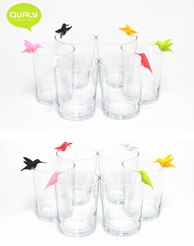 QL10101-MX Маркеры для бокалов humming bird 6 шт. Qualy  - Вид №1