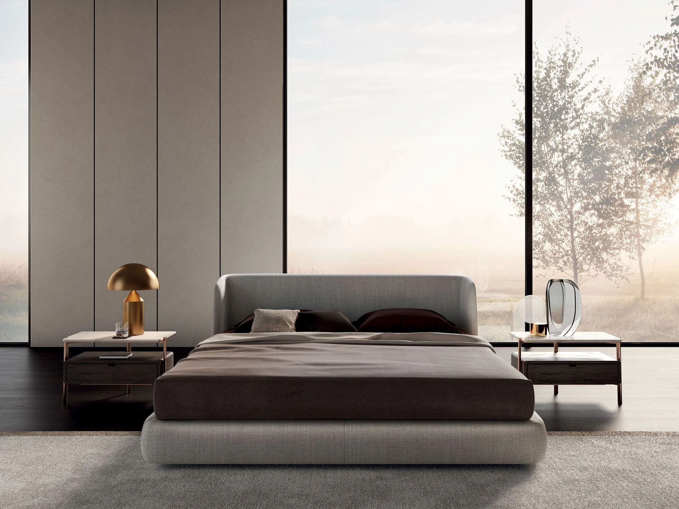 Двуспальная кровать из ткани с мягким изголовьем MisuraEmme VIRGIN ARCH-00033478 - Вид №3