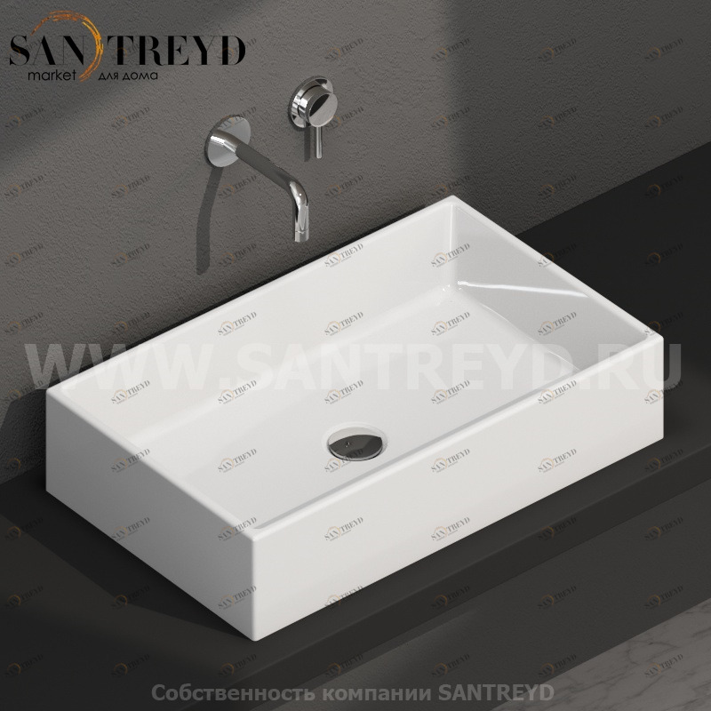 FO062BI Накладная раковина на столешницу  прямоугольная Ceramica Globo 