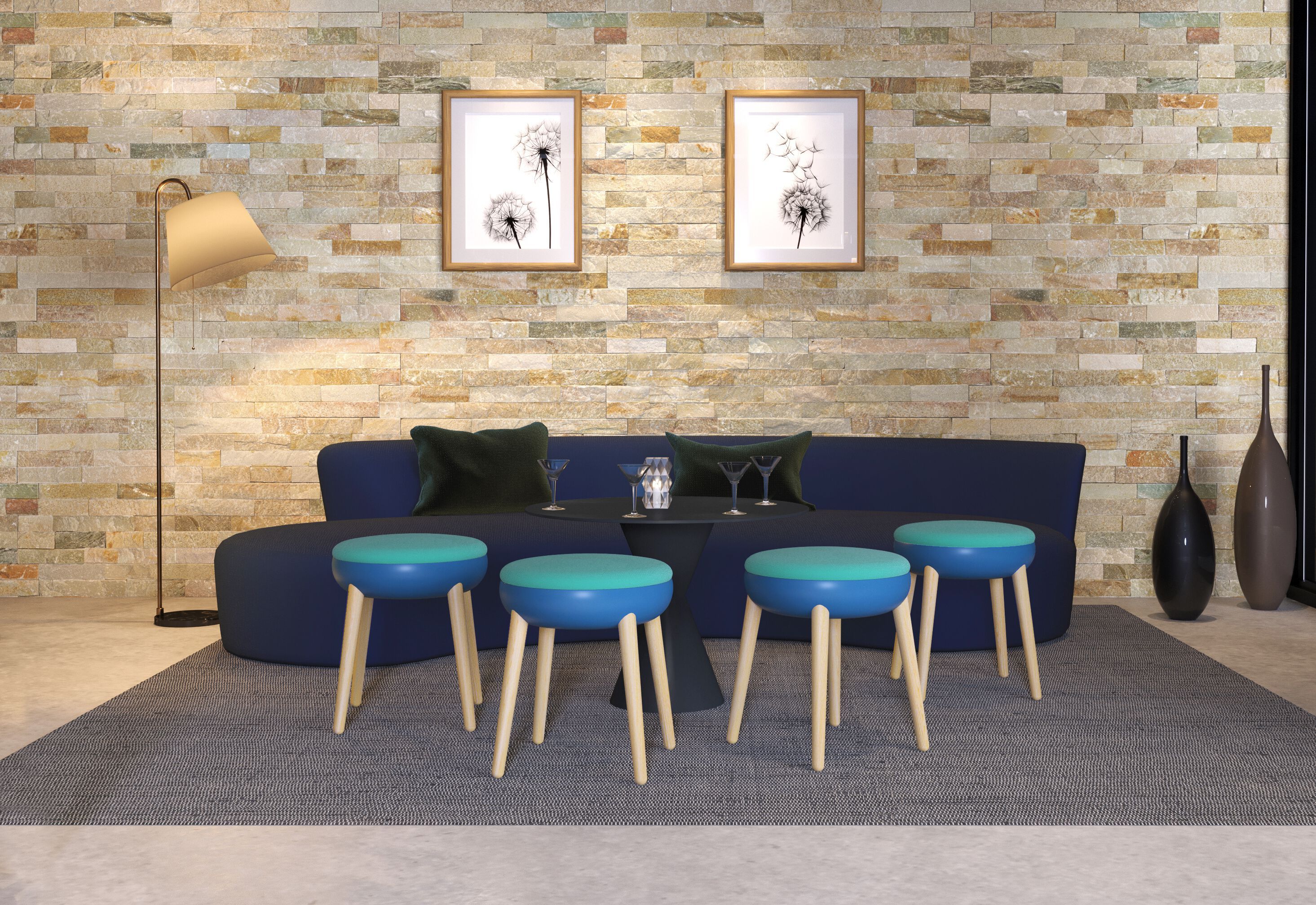 Низкий стул из дерева и ткани JOB’S Pokè ARCH-00105623 - Вид №3