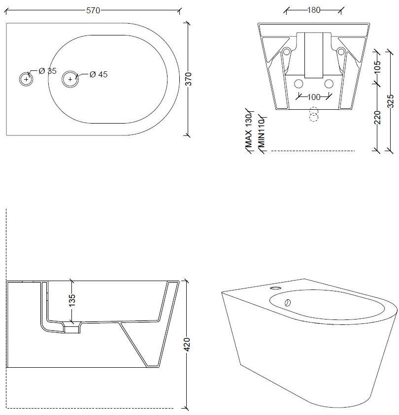 31170101 Биде подвесное Hide Alice Ceramica - Вид №9