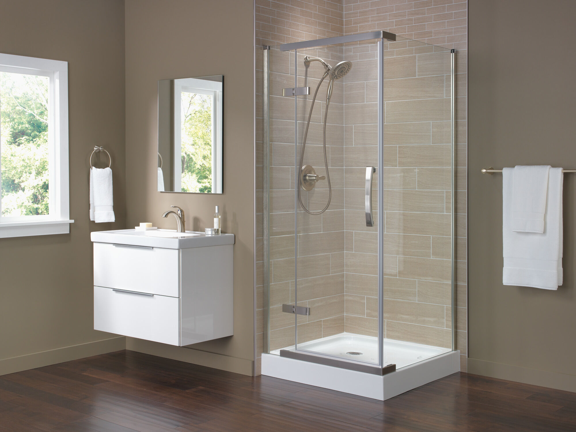 Безрамный душевой уголок 36 x 36 дюймов Delta Faucet B912912-3636-SS - Вид №10