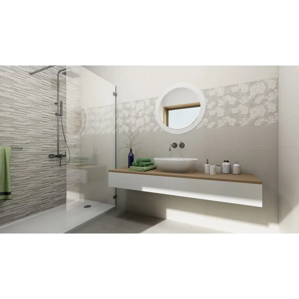 Плитка настенная «Орлеан» 1 75x25 см 1.69 м² цвет светло-серый Керамин STLM-2012218 - Вид №3