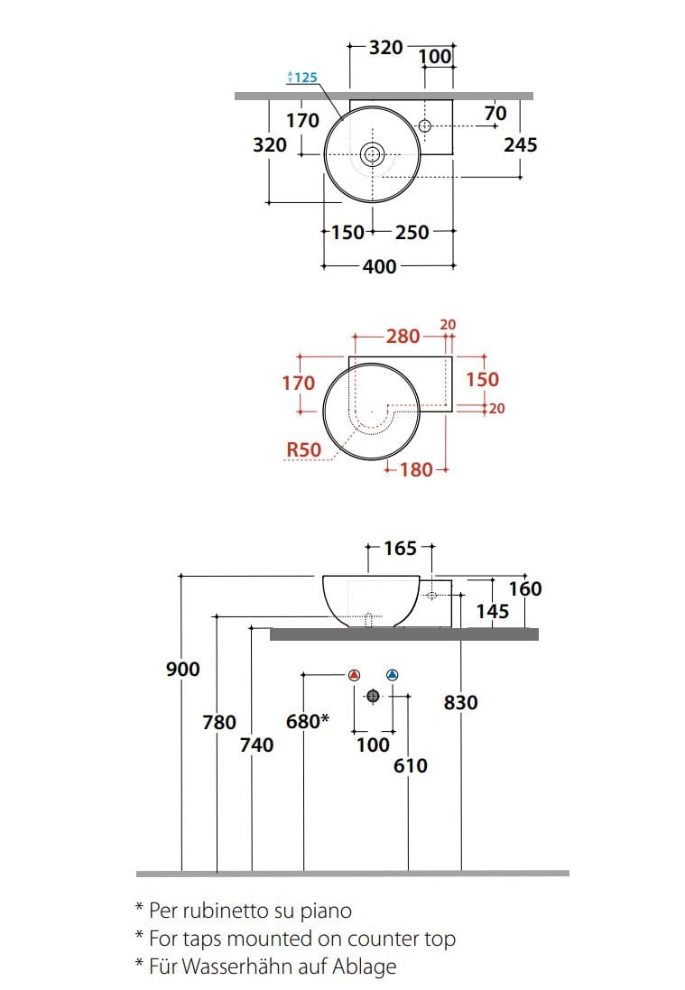 Керамический одиночный умывальник Ceramica Globo чаши ARCH-00001858 - Вид №1