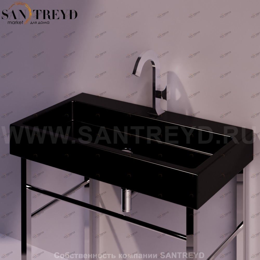 U90NERO Подвесная раковина настенная прямоугольная Simas Frozen черная