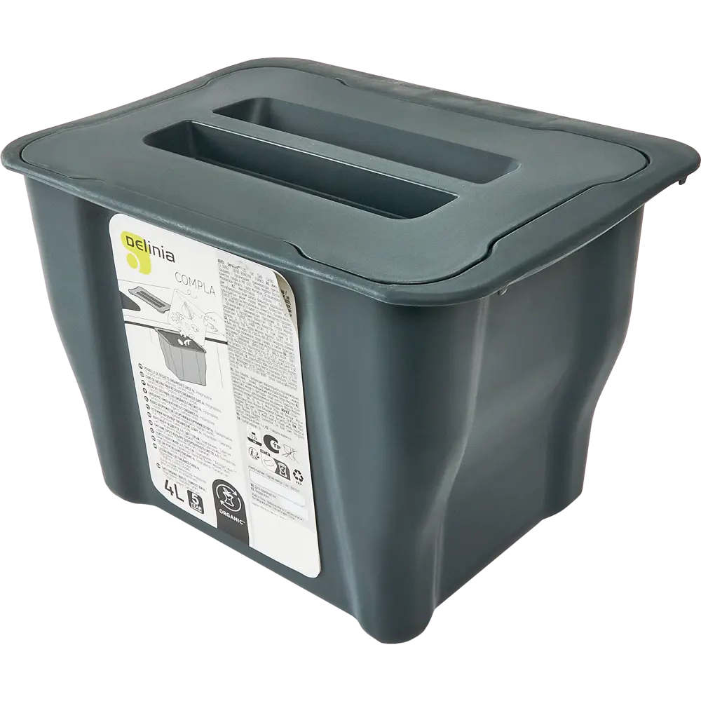 Контейнер мусорный 4 л Delinia пластик цвет серый STLM-2170677