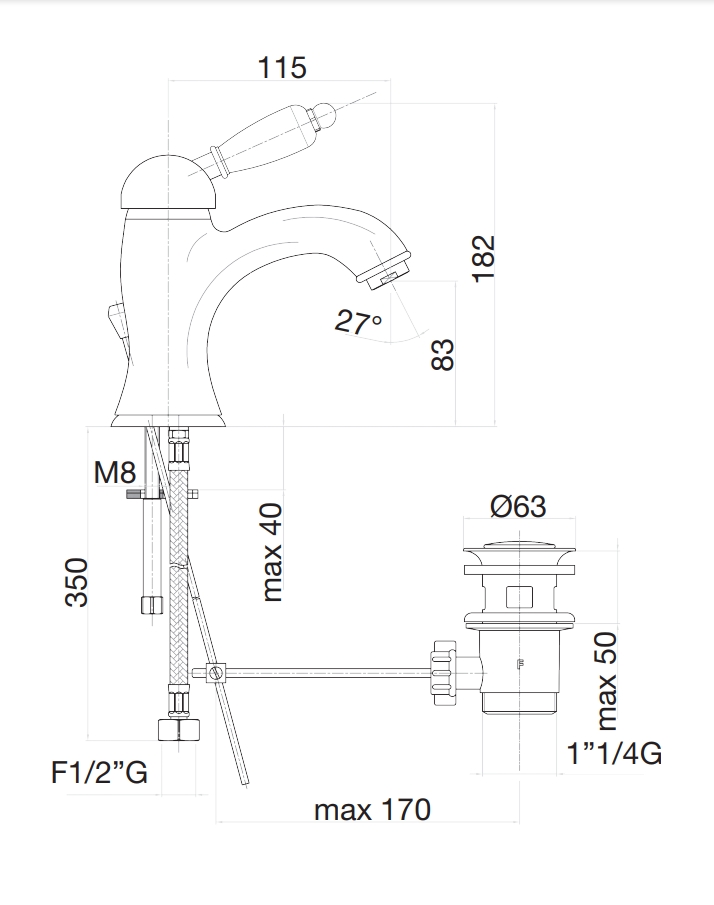 83CR5321 Смеситель для биде , хром Fiore Imperiale  - Вид №2