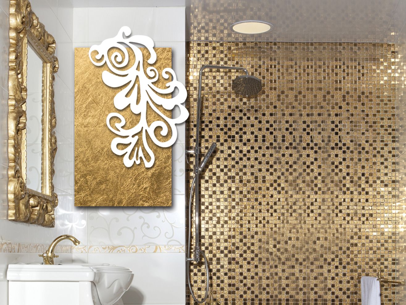 Алюминиевый полотенцесушитель Termo Design двойная пластина-сусальное золото ARCH-00074168 - Вид №1