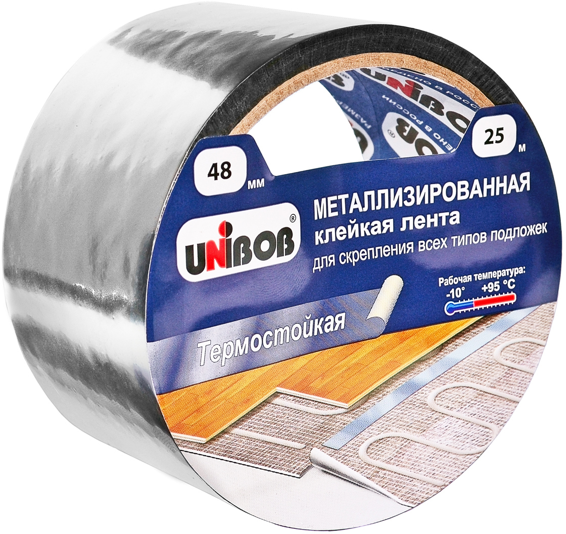18090981 Лента/клей металлизированная 48 мм x 25 м для скрепления подложки STLM-0009467 UNIBOB