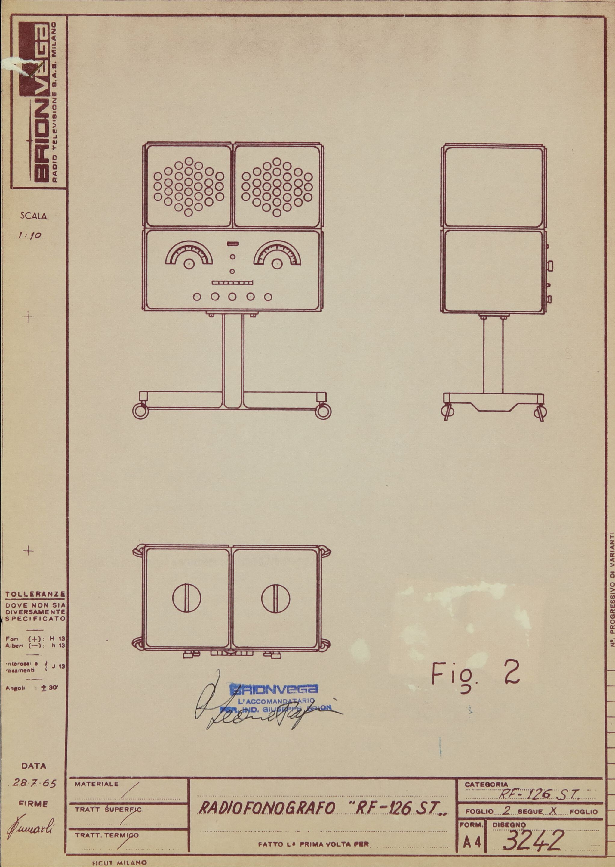 AM/FM-радио и проигрыватель с усилителем Brionvega RADIOFONOGRAFO RR226 - 60TH ANNIVERSARY ARCH-00057249 - Вид №16
