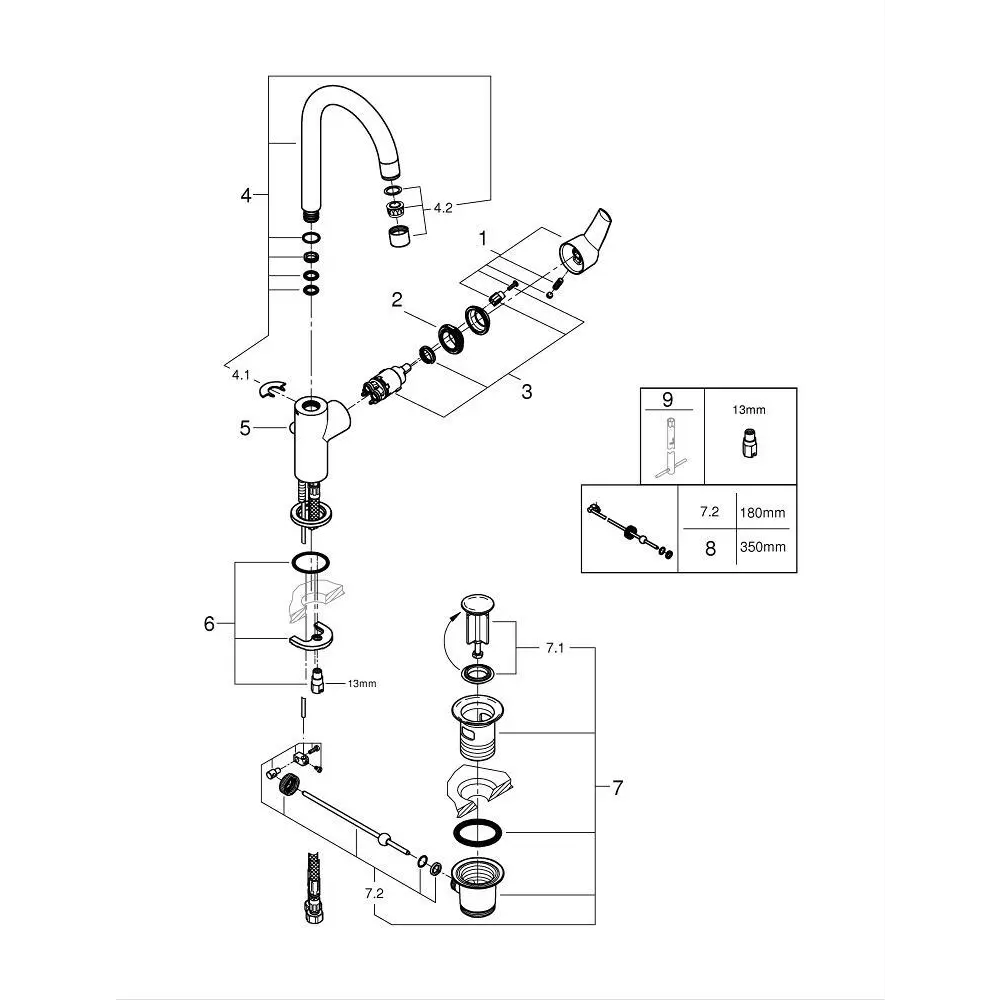 Смеситель для раковины Grohe Start однорычажный с высоким изливом цвет хром 18794412 STLM-2094350  - Вид №2