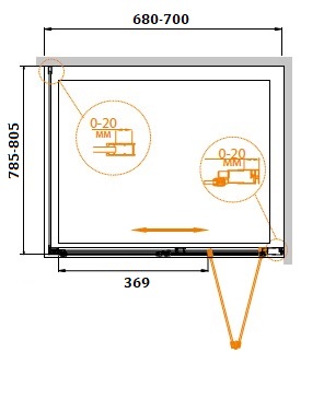 Душевой уголок CEZARES RELAX-AHS-1-70/80-C-Bi - Вид №3