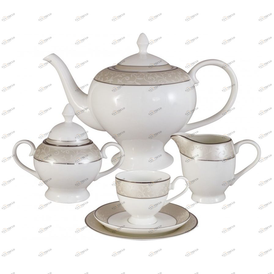Сервиз чайный фарфоровый белый на 6 персон, 21 предмет "Антуанетта" ANNA LAFARG EMILY АНТУАНЕТТА 00-3946888 Белый