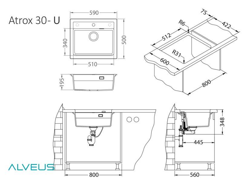Мойка Alveus Atrox 30 Black edition 1148162 - Вид №2