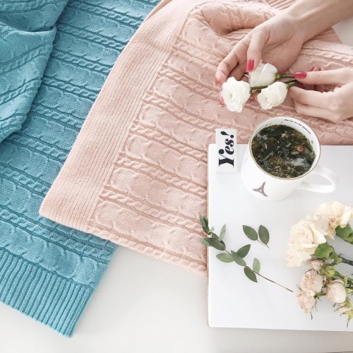 Плед бежевый Light APERO ДИЗАЙНЕРСКИЕ, ВЯЗАНЫЕ, ОДНОТОННЫЕ 010283 Бежевый  - Вид №2