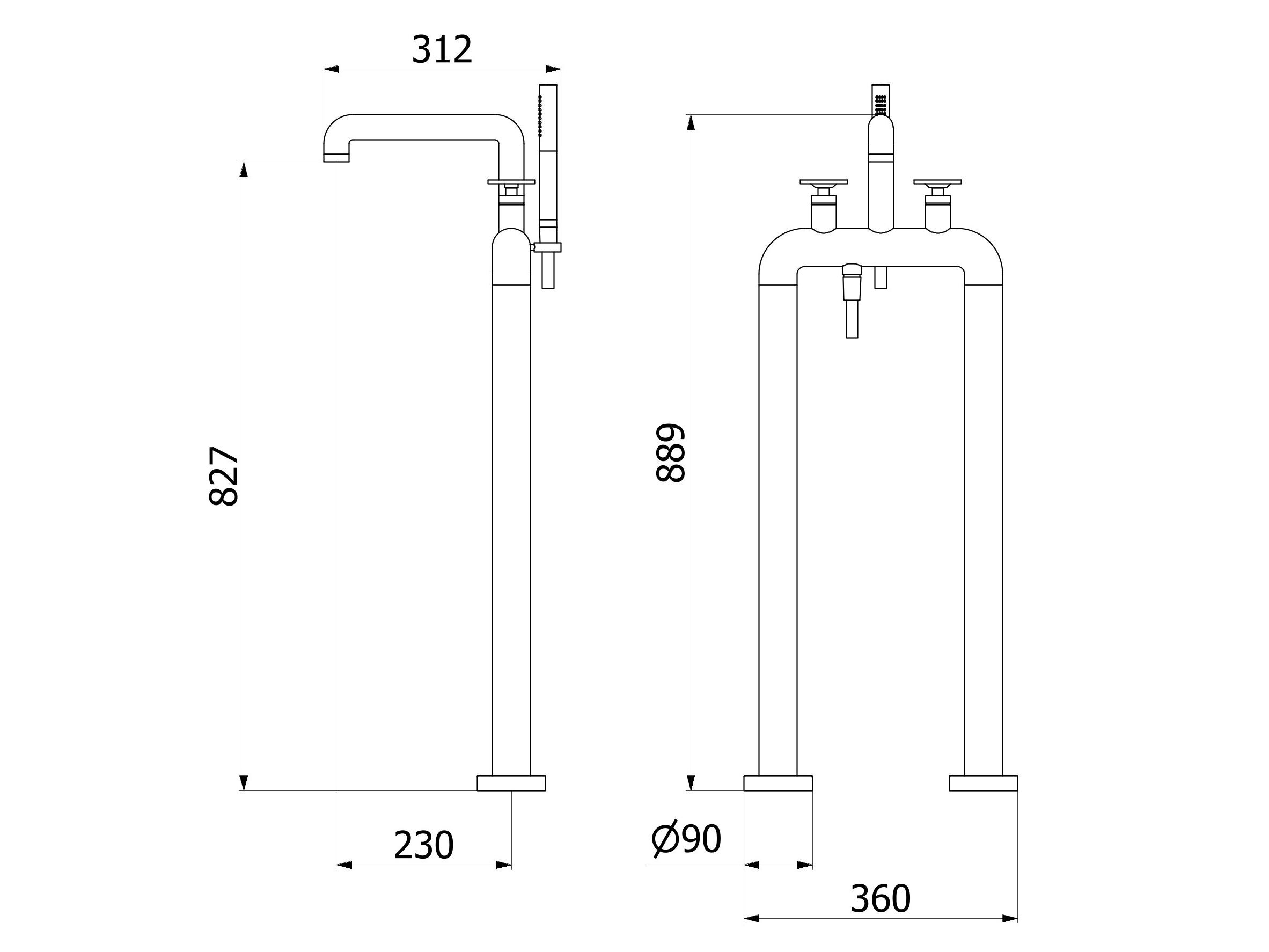 Напольный смеситель для ванны с ручным душем IB Bold ARCH-00144398 - Вид №26
