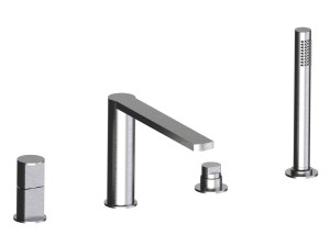 Однорычажный смеситель для ванны с 4 отверстиями из нержавеющей стали с ручным душем