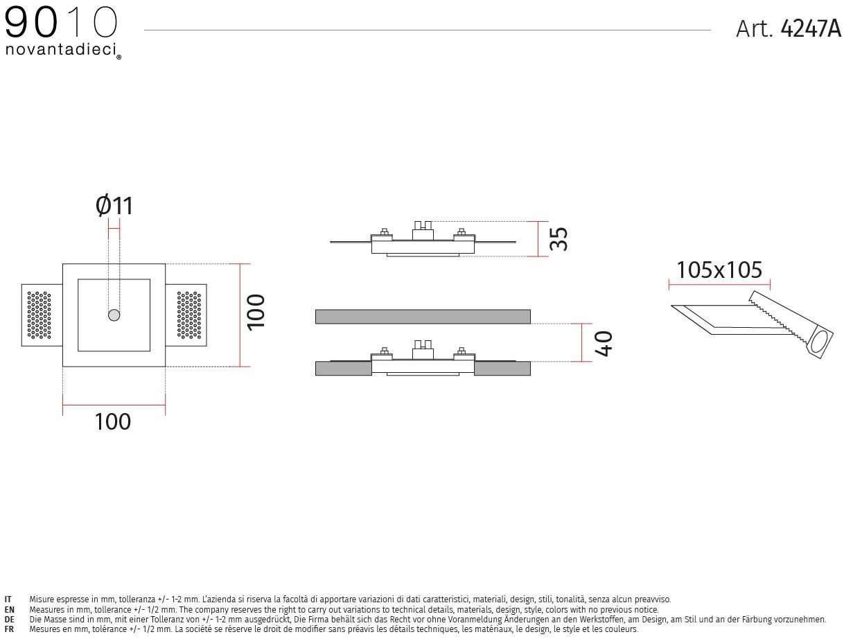 9010 novantadieci Встраиваемый потолочный светильник led из cristaly®  4247a  - Вид №2