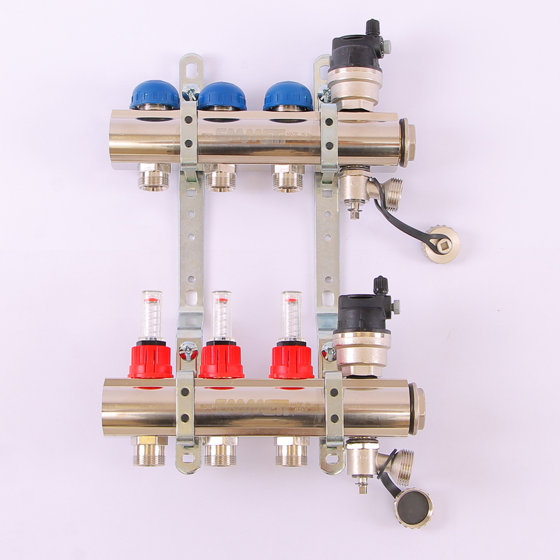 Коллекторная группа TOPWAY с термостатическими вентилями и расходомерами с метрической резьбой EMMETI 1"xM24x19 3 выхода 01298182