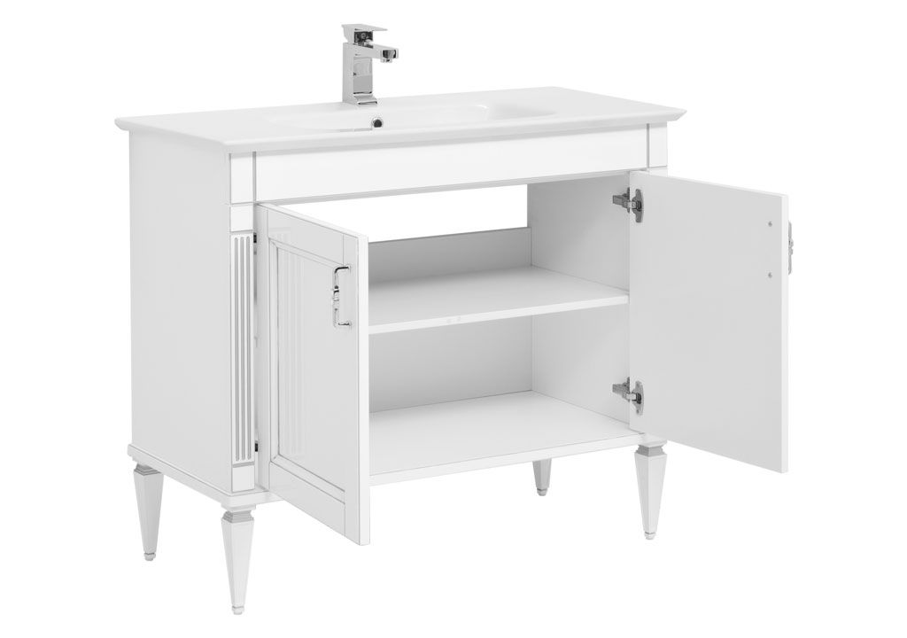 Тумба под раковину Aquanet Селена 105 белый/серебро (2 дверцы) 00201650 - Вид №1