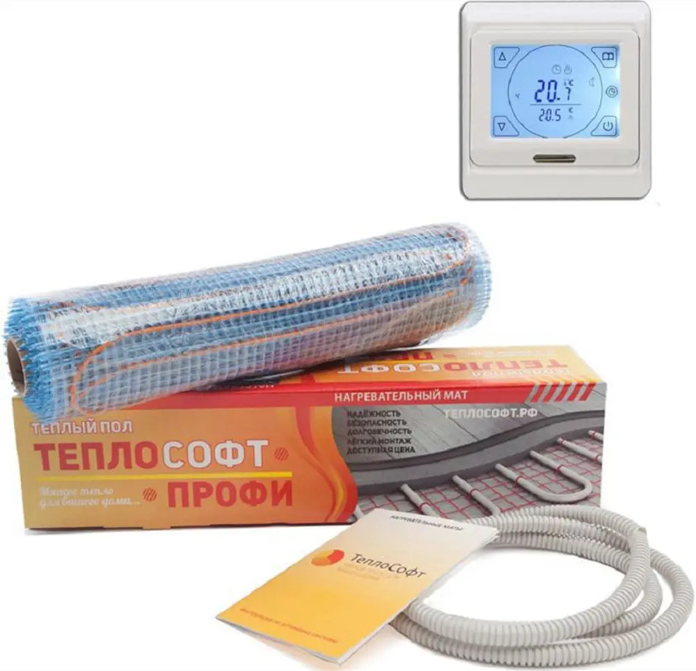 93740370 Нагревательный мат для теплого пола Теплософт 2 м2 300 Вт с цифровым сенсорным терморегулятором STLM-0563835