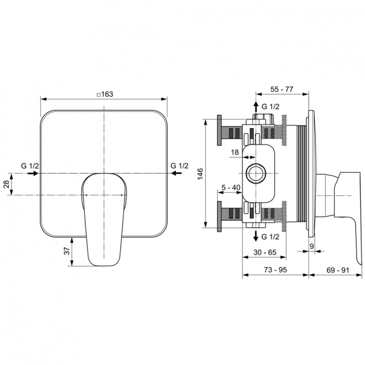 A7347AA Встраиваемый смеситель для душа Ideal Standard CERAFINE D - Вид №5