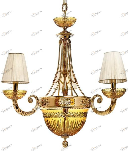 Possoni Illuminazione Люстра из чистого золота с градиентом и янтарным кристаллом Amber 431/3+5