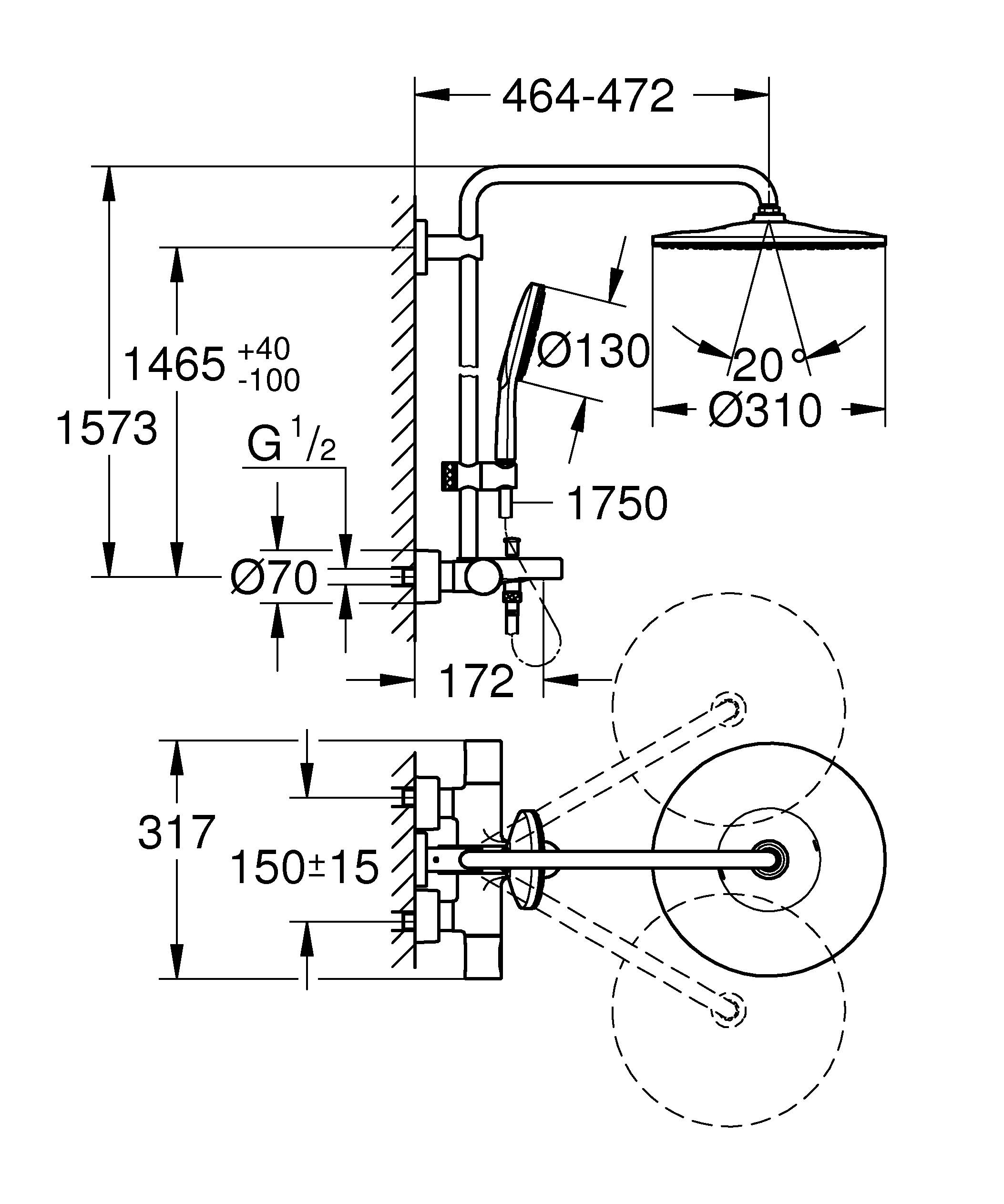 26657000 Душевая система Grohe хром  - Вид №1