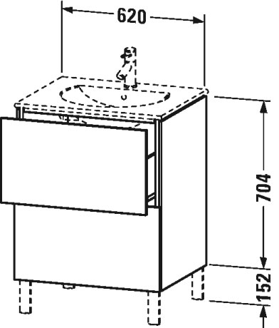 LC660503838 Тумбочка напольная L-Cube #LC6605 620 x 514 мм Доломитово-серый глянцевый лак Duravit - Вид №1