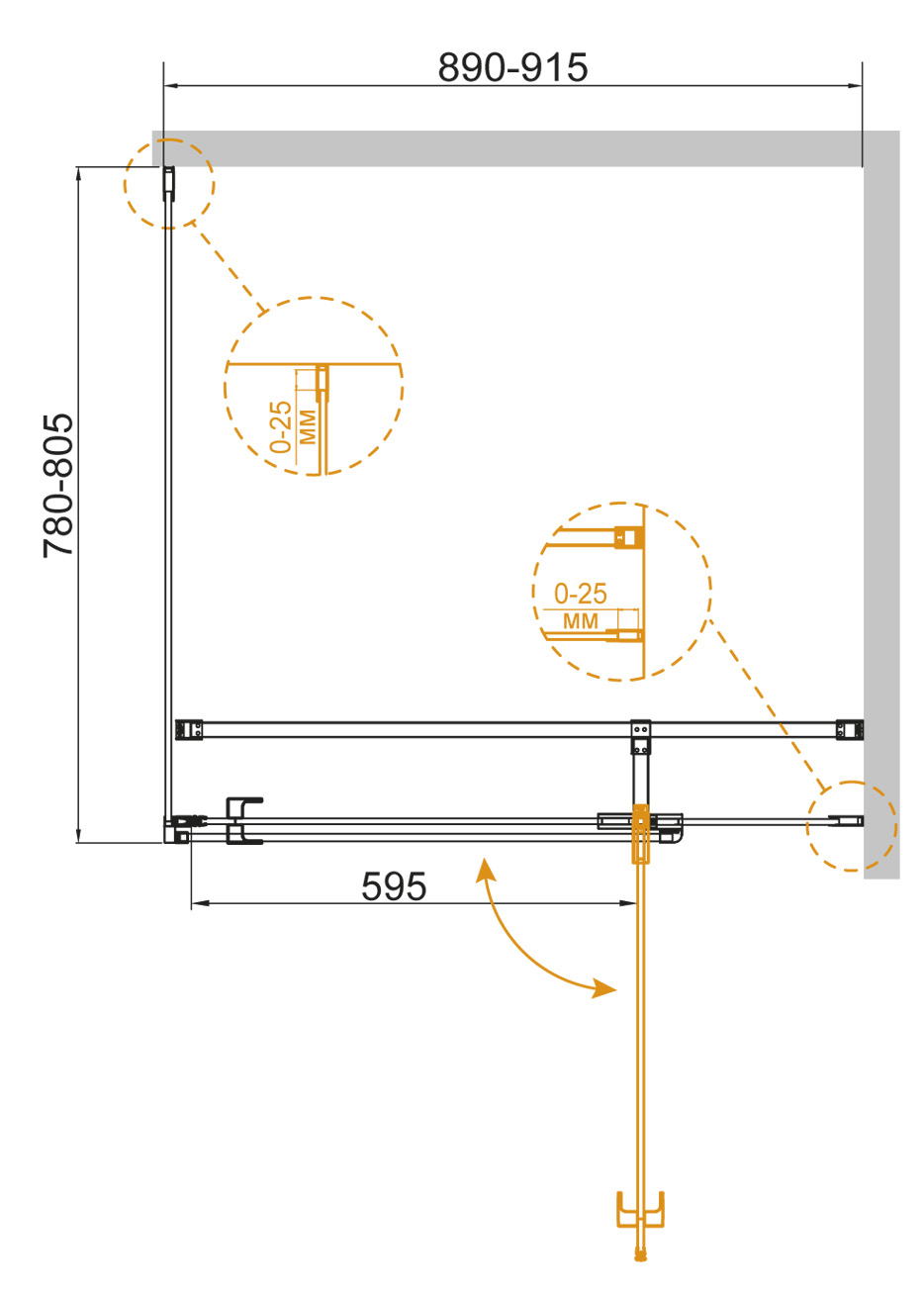 Душевой уголок CEZARES VALVOLA-AH-1-90/80-C-Cr  - Вид №1