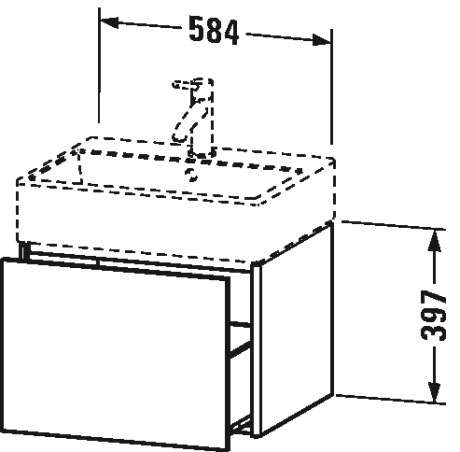 XS409309191 Тумбочка подвесная XSquare #XS4093 584 x 460 мм Серо-коричневый декор Duravit - Вид №1