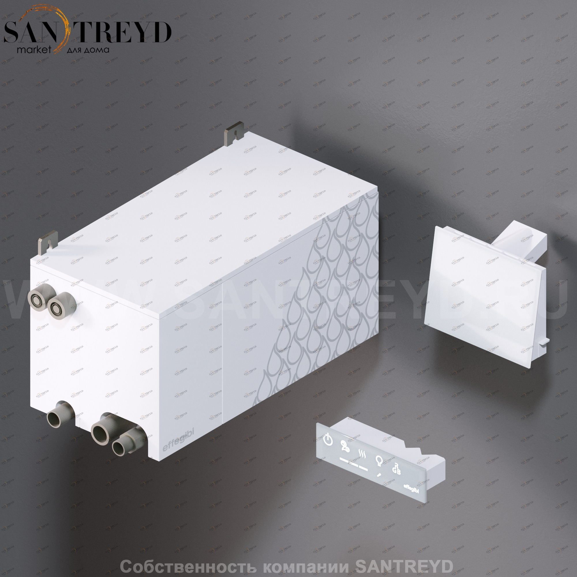 Effegibi NUVOLA SMART POWER NSP30 Встроенный парогенератор для турецкой бани, мощность - 3 кВт, объем - от 2,5 до 3,5 куб. м., производительность - 4,4 кг/час