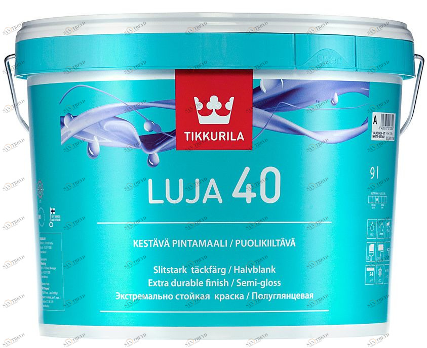 Краска Tikkurila Luja 40 / Тиккурила Луя 40 для влажных помещений полуглянцевая 2,7л Santreyd 5604