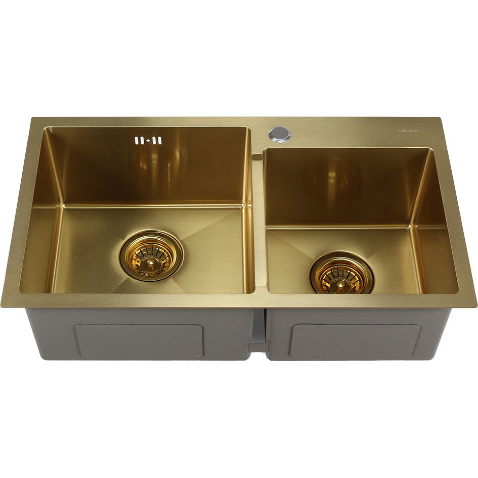 Мойка S7240HG MELANA ProfLine 3,0/220 ЗОЛОТО 2-я чаша, врезная прямоугольная S7240HG S7240HG золото