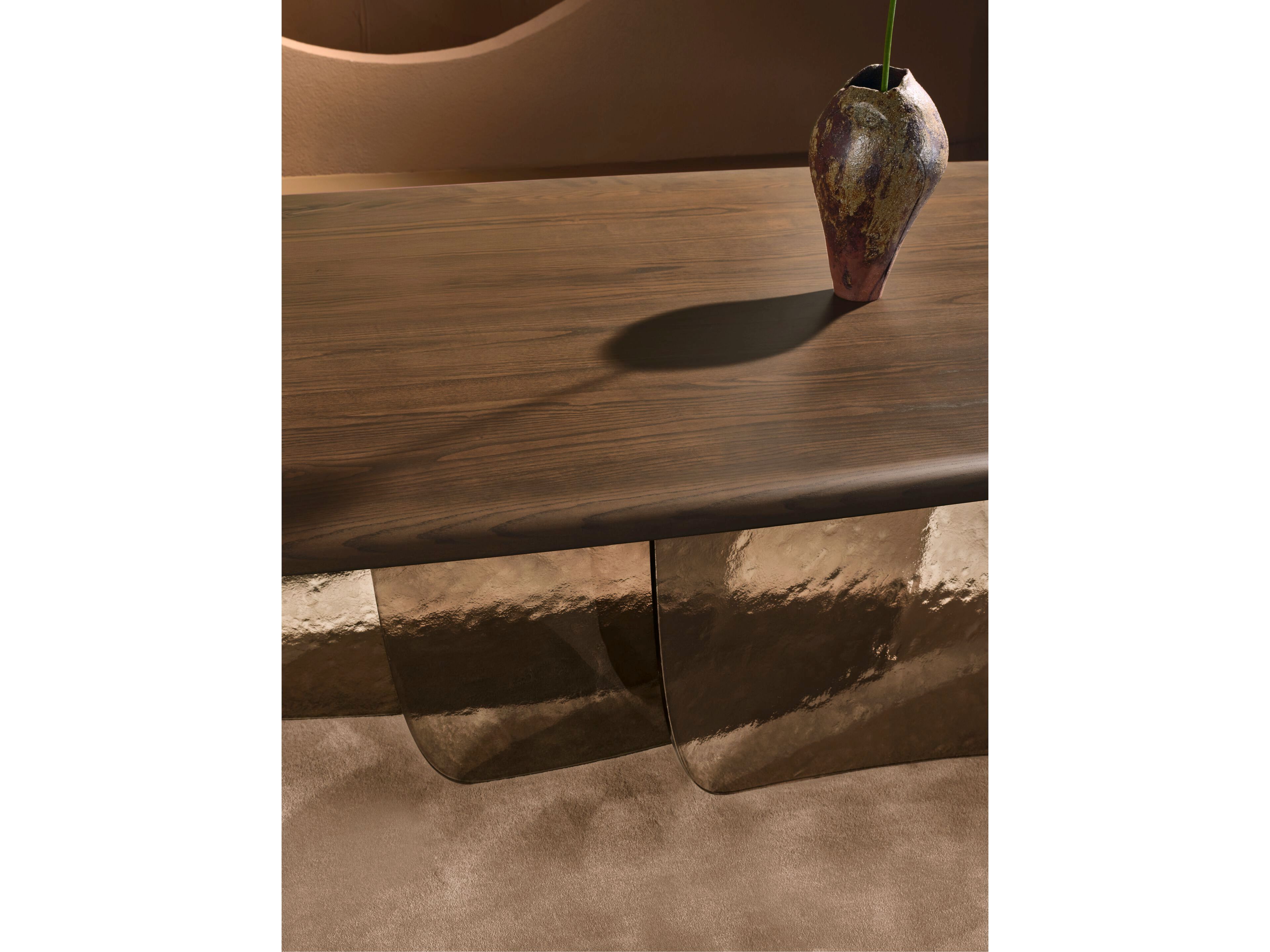 Обеденный стол с деревянным верхом и терракотовым стеклянным основанием Naturedesign Главная ARCH-00089820 - Вид №3