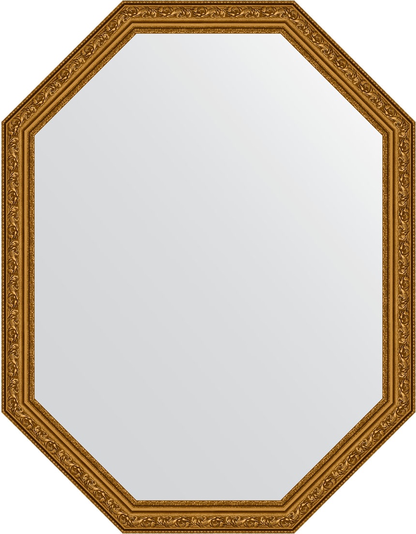 BY 7024 Зеркало в багетной раме - виньетка состаренное золото 56 mm EVOFORM Octagon