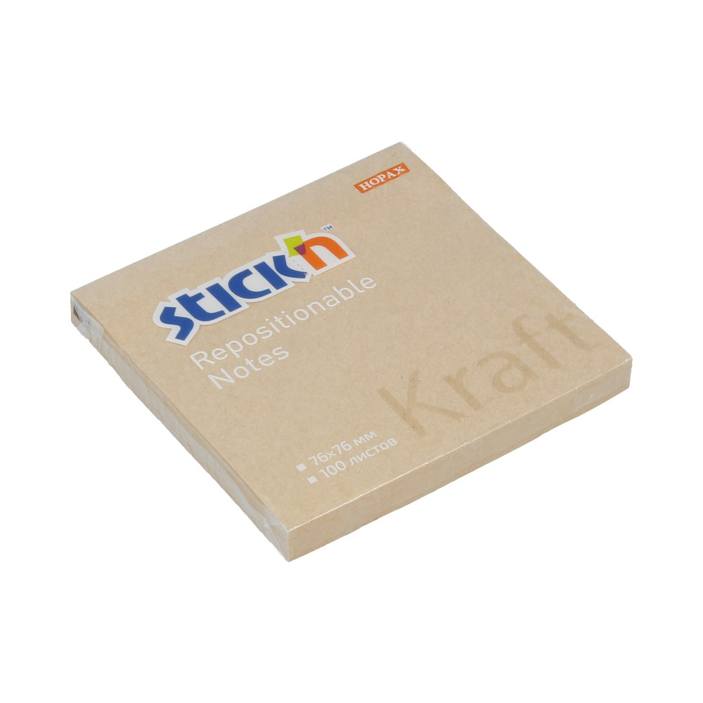 21639 Блок самоклеящийся бумажный Kraft Notes 62 г/м2 100 л. Stick`n 