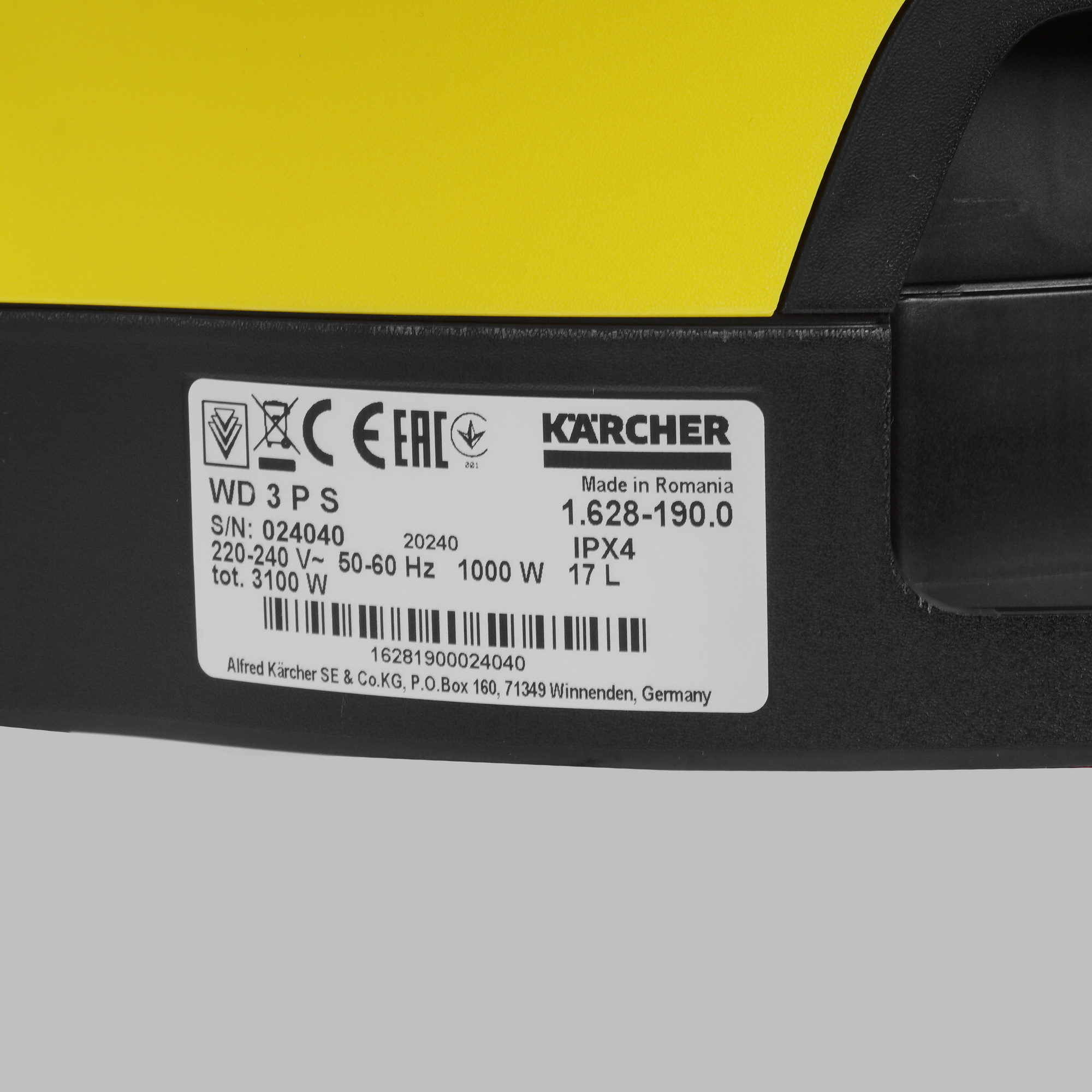 Хозяйственный пылесос  Karcher WD 3 PS V-17/4/20 5370594 STDN-0053564 - Вид №5
