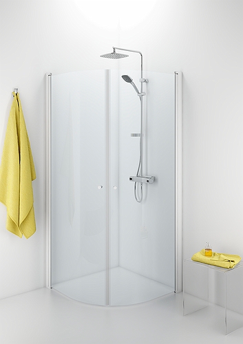 500.937.00.5 IDO Showerama 10-4 душевая стенка для круглого углового душа, IDO Showerama 10-4, матовые профили / полуматовое стекло, 900x700 мм 
