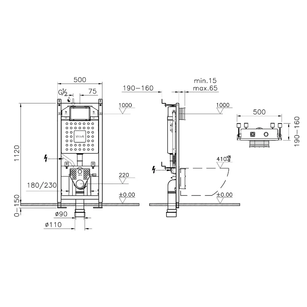 Инсталляция VitrA для подвесного унитаза с кнопкой цвет хром STLM-2098203 - Вид №6