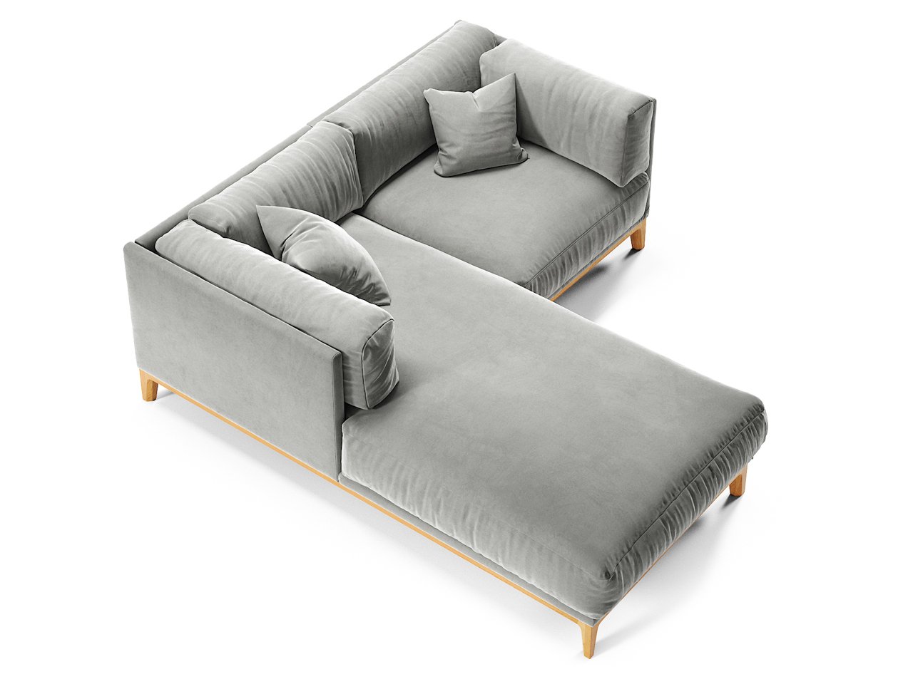 Диван Case угловой светло-серый велюр THE IDEA ДИЗАЙНЕРСКИЕ 210526 Серый  - Вид №2