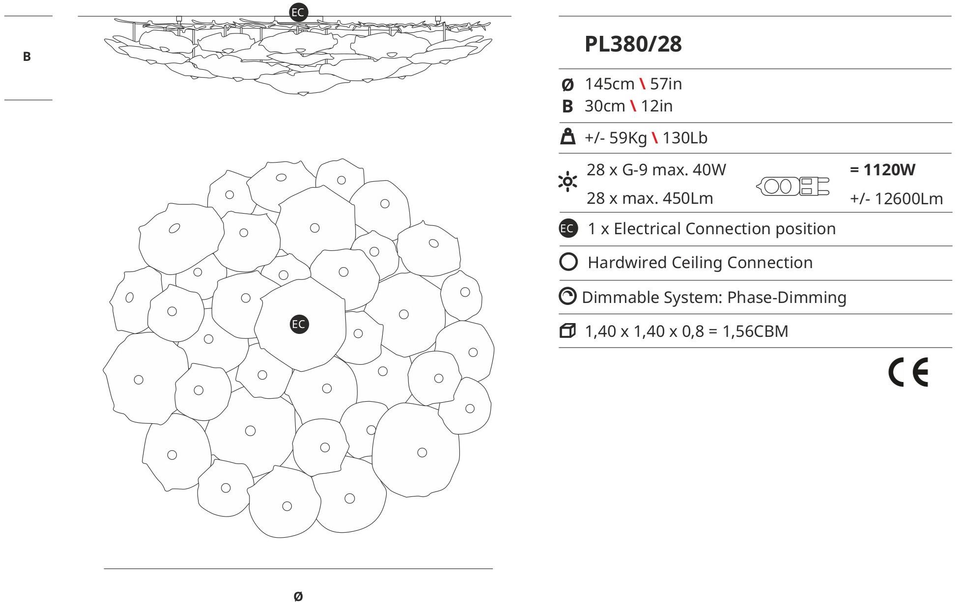 Serip Бронзовый потолочный светильник ручной работы Nenufar Pl380/28 - Вид №1