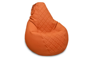17872069 Кресло-мешок Груша в экокоже Galaxy Orange S+декоративная отделка К-231 Relax line
