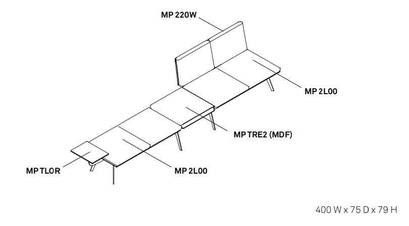 Скамейка из ткани True Design Millepiedi ARCH-00121468 - Вид №25
