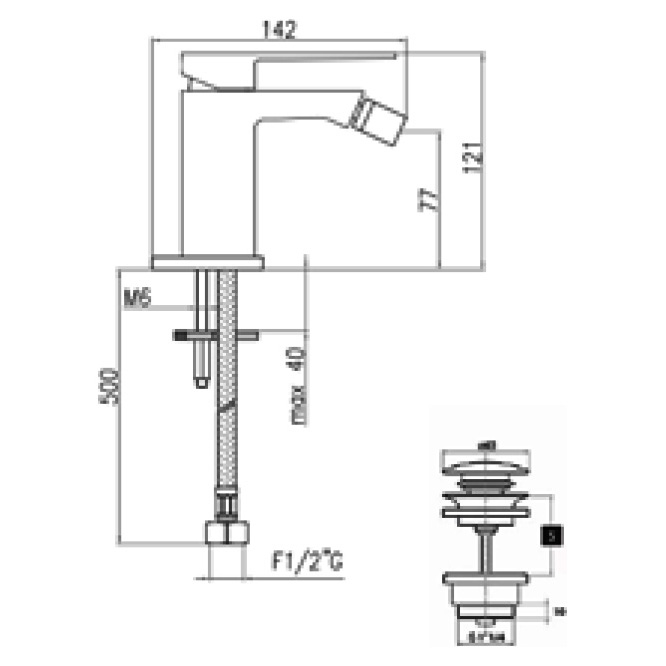 PE840102010 Смеситель для биде , золото Webert Pegaso - Вид №1