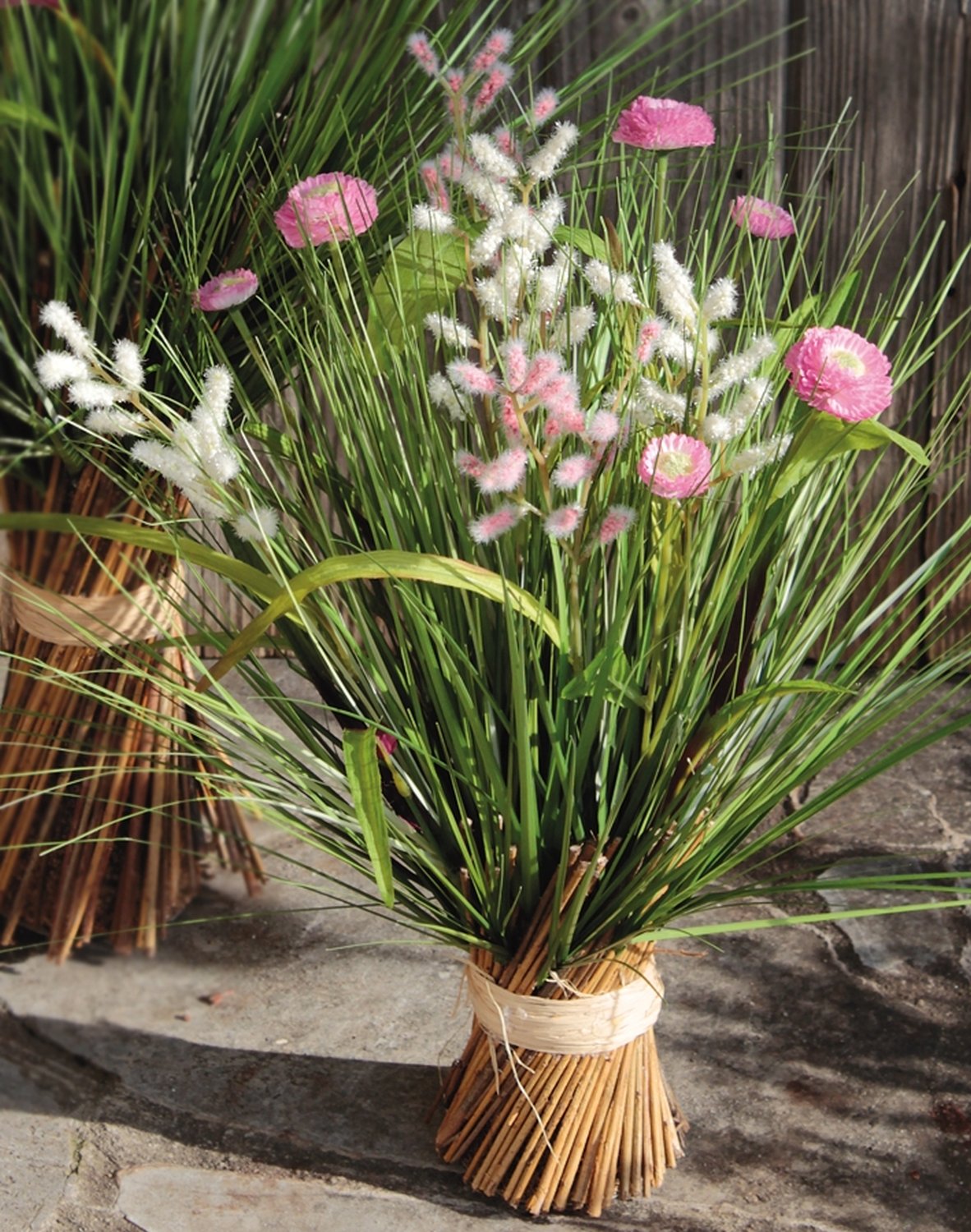 4722 507 a3 Пучок искусственной травы с ромашками, 45 см, розово-белый H-andreas  - Вид №2