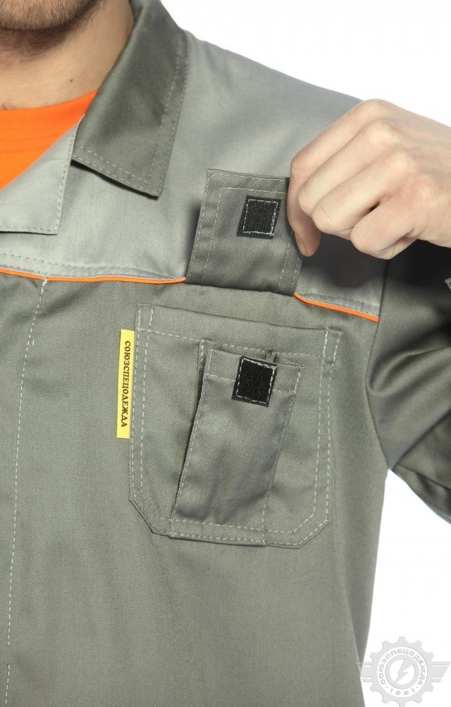 65754 Халат "Профессионал" мужской темно-серый со светло-серым  Одежда для обслуживающего персонала  размер 56-58/170-176 Спецодежда  - Вид №7