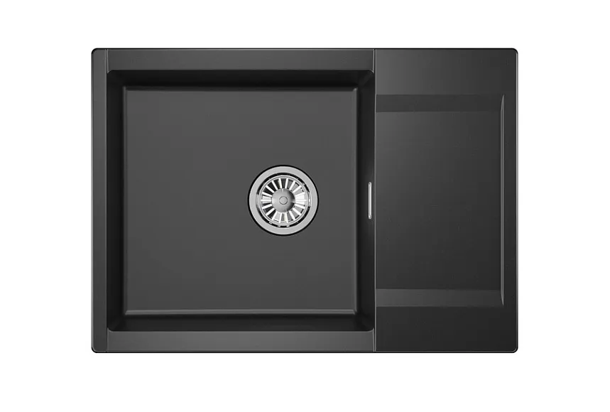 ES-7003, ШВАРЦ (чёрный металлик), кухонная мойка, кварц, ESTETICA GRANULA 7003-ST244 - Вид №2